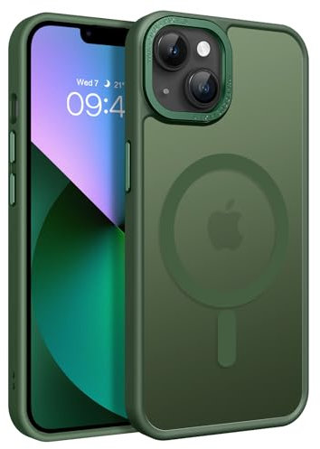 GaoBao iPhone 14/13 Case, Slim Fit, MagSafe Compatible, Classic Shockproof Translucent Matte Green Protective Cover for iPhone 14/13 6.1