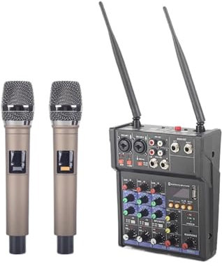 DJ Controller Four-Channel *dio Dj Mixer with UHF Wireless Microphone, USB and 48V Phantom Power. Suitable Recording DJ starter kit