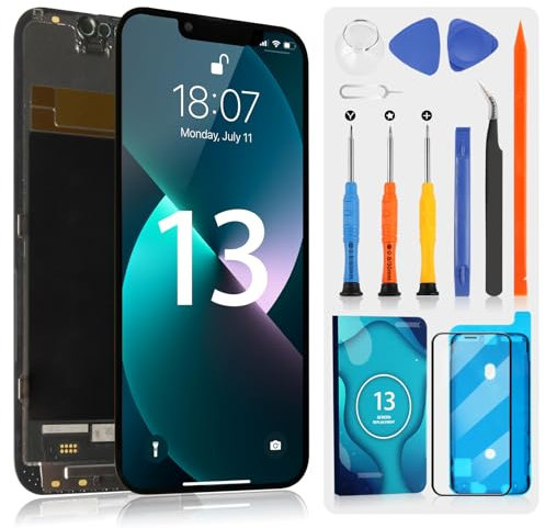Para iPhone 13 OLED LCD Pantalla para iPhone13 Pantalla Reemplazo Pantalla para iPhone 13 6,1 A2482, A2631, A2634, A2635, A2633 Pantalla Táctil Digitazer Assembly con Kit de reparación