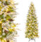 RELAX4LIFE Weihnachtsbaum Künstlich mit Schnee, Tannenbaum mit 280 warmweiße LEDs & 60 Tannenzapfen, Christbaum mit 671 Zweigspitzen, Bleistift Weihnachtsbaum 190 cm, Schnellaufbau Klappsystem