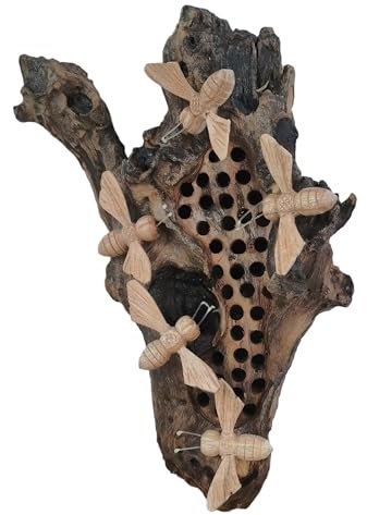 ART-CRAFT Dekoratives Holzobjekt Bienenhotel - Handgefertigte Wanddekoration. Aus Einer Wurzel aus dem Land der Vulkane
