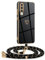 Mkej Hülle Kompatibel mit Huawei P30 Hülle mit Band, Galvanik Silicone Handyhülle mit Herz Love Design, Abnehmbar und einstellbar Handykette für Huawei P30 - Case in Schwarzes Gold