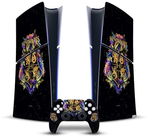 Head Case Designs Offizielle Harry Potter Hogwarts Wappen Grafiken Vinyl Haut Gaming Aufkleber kompatibel mit Sony PlayStation 5 PS5 Slim Digital Edition Console & DualSense Controller