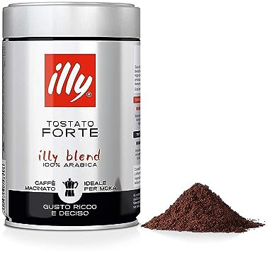 illy Caffè macinato per moka Tostato FORTE, Barattolo da 250 grammi (Confezione da 6)