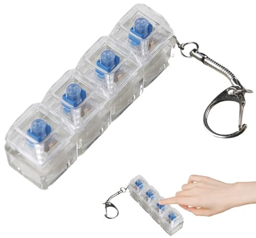 Keyboard Fidget Toy, Fidget Keyboard, Fidget Clicker, Fidget Clicker with LED Light, Keychain Toy Funny 4 Button, Relieve Stress, Suitable for Students Teenagers and Adults to Pass Time