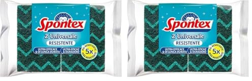 Spontex - Mosaik Universale, 2 Estropajos de Poliuretano, Fibra Verde Decorada, Resistente al Desgaste (Paquete de 2)