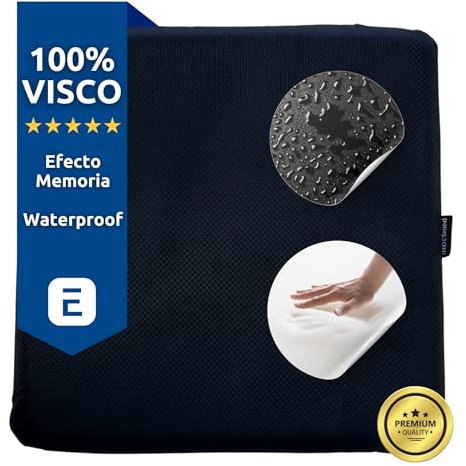 INDESMED Cojín Antiescaras Espuma Viscoelástica, Antideslizante, Ergonómico e Impermeable para Silla de Ruedas, Oficina | Cojín postural - Funda Impermeable Lavable | Fabricado en España - 40x40x4cm
