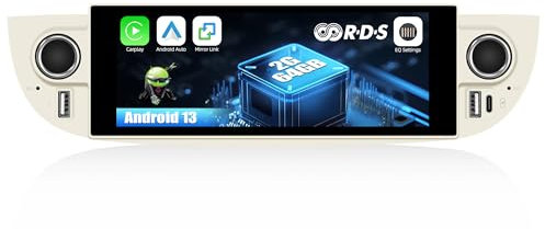2+64G CAMECHO Android 13 Autoradio con Navigatore per Fiat 500 (2007-2015), Radio doppio DIN con schermo 7 pollici Carplay Android Auto RDS FM Bluetooth WiFi 5G