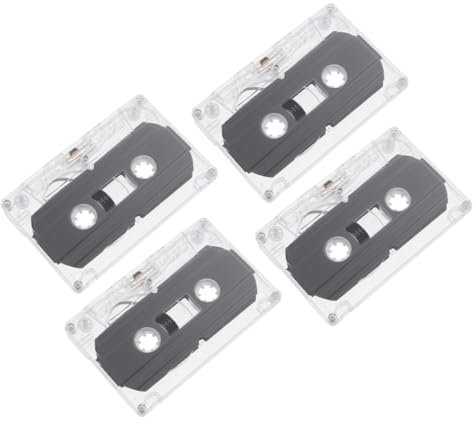 LAPYAPPE Lot de 4 Cassettes Audio Vierges 30 Min Enregistrement Rétro Boîtier Transparent Pratique pour Musique et Enseignement Compatible Appareils Divers Cassettes Amusantes