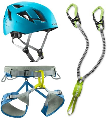 Generisch Edelrid Klettersteigset Cable Kit 6.0 + Gurt Jay inkblue + Helm Zodiac icemint (Größe M Taillenumfang 70-90cm Beinumfang 50-60cm)
