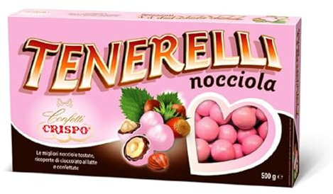 Crispo Confetti Tenerelli Rosa con Nocciola Tostata, Ricoperta di Cioccolato al Latte, Senza Glutine 500g