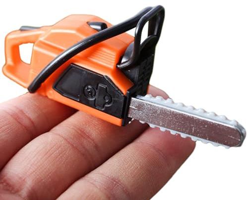 Dollhouse Miniatures, Plastic Toy Chainsaw Miniature Tools 1/12 Scale Accessories Tiny Chainsaw Dollhouse Accessories for Mini Garden Tool