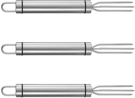 Lot de 3 fourchettes à maïs en acier inoxydable avec poignée ergonomique pour une prise en main confortable, idéales pour les barbecues et les brochettes de pommes de terre