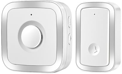 Wireless doorbells Cordless Battery Operated watertight 300m Ultra Long Range 60 5-Level Volume Kit for Home School Office and Play Blk,Silver