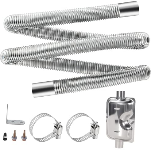 Standheizung Auspuffrohr 200 cm mit Schalldämpfer und 2 Edelstahlschellen
