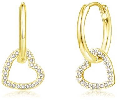 Loutade Ohrringe Silber 925 für Damen, 925 Sterling Silber Ohrringe Creolen | Hypoallergen Leichte CZ Creolen Silber 925 Hängend, Huggie Creolen mit CZ Anhänger Ohrhänger Geschenke für Mädchen Frauen