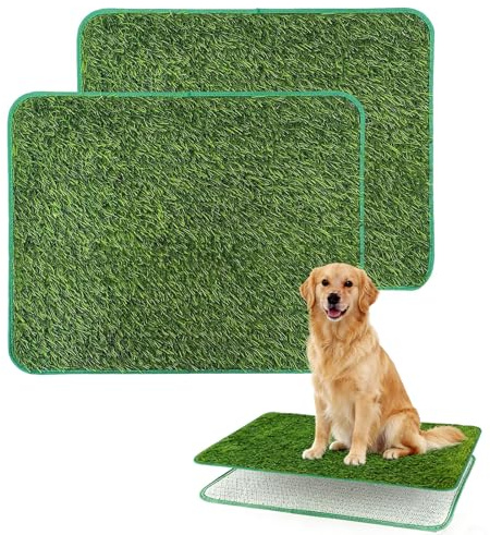 yolzhxe 2 Pièces Tapis de Gazon Artificiel pour Chien, 58×46 CM | Tapis de Propreté Chiens Extérieur, Toilettes Réutilisables pour Chien Convient aux Appartements, Balcons et Maisons