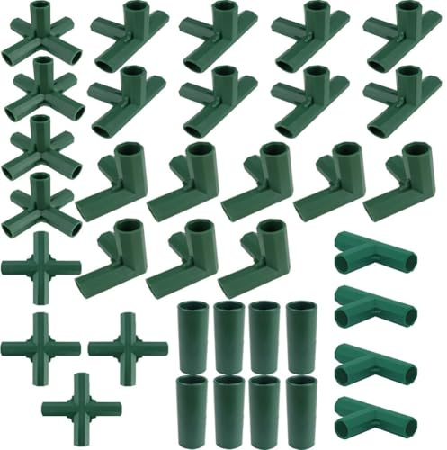 VIRELLO Greenhouse Frame Connectors, 36pcs 16mm Plastic Corner Joints for Garden Tube, 3/4/5-Way Fittings for Polytunnel, Flower Stand, Shelf