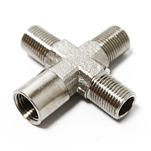 Wiltec Airbrush Druckluftverteiler 4-fach, 3x 9,51 mm (1/8) AG und 1x 9,51 mm (1/8) IG, Verteiler Adapter aus Metall