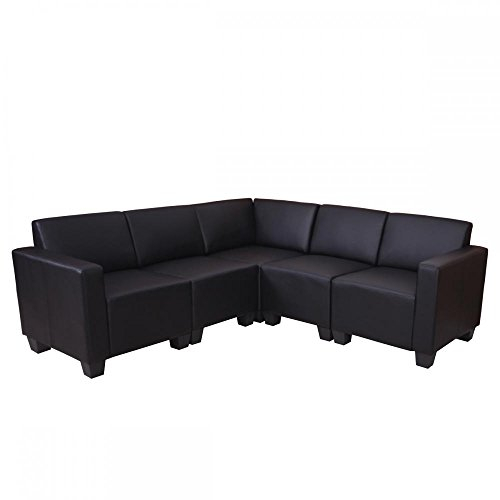 Mendler Modular Sofa-System Couch-Garnitur Lyon 5, Kunstleder - schwarz