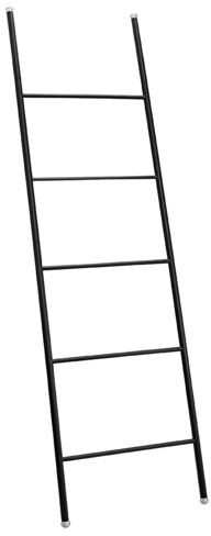 iDesign échelle porte serviette, grand accroche serviette en métal inoxydable, porte serviette salle de bain sur pied à 5 barreaux, noir mat