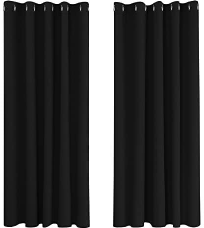 Deconovo Black out Curtains 66 x 72 Inch Window Treatment Thermal Insulated Eyelet Blackout Curtains for Bedroom Energy Saving Drapes Black 2 Panels