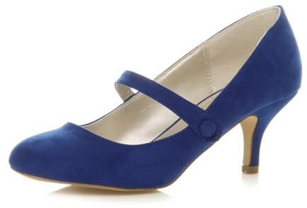 AJVANI Womens Ladies Low mid Heel Mary Jane Strap Work Party Court Shoes Pumps Size