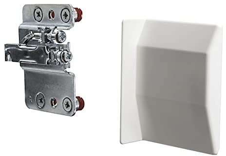 SO-TECH® Schrankaufhängung Schrankhalter | Tragkraft 240 kg | Stahl verzinkt | Abdeckkappe: weiß | höhen- und tiefenverstellbar | Aufhänger: Anschlag (rechts) | mit vormontierten Spreizdübeln