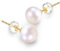 Esberry Boucles d'oreilles à tige en or 14 carats avec perles blanches de culture d'eau douce rondes sélectionnées à la main pour femmes et filles, Plaqué or 14 carats, Perle