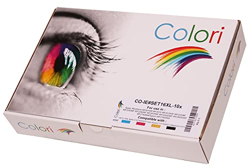 Kompatibles Set 10x Druckerpatrone für Epson 16XL WF2010W WF2510WF WF2520NF WF2530WF WF2540WF WF2630WF WF2650DWF WF2660DWF WF2750DWF von Colori