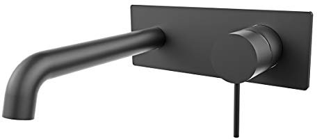 ZUKKI Robinet Lavabo Robinet Mural Pour Salle de Bain Robinet Mural de Lavabo Pour Salle de Bains Robinets de Baignoires Mitigeur Robinet de Lavabo Mural Noir Mat