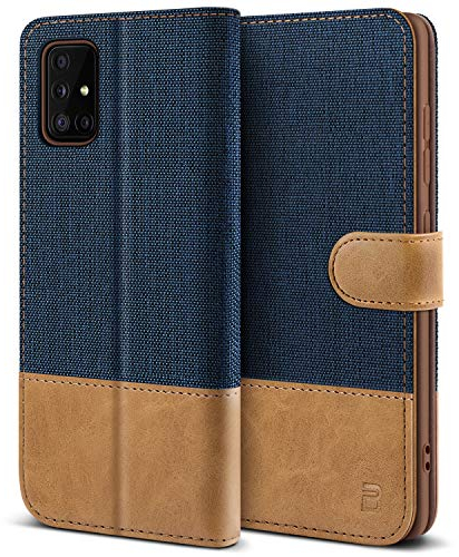 BEZ® Coque pour Samsung A51, Etui pour Samsung Galaxy A51 Housse en Cuir de Protection, Portefeuille en Cuir Polyuréthane, Crochet, Pochette pour Monnaie, Fermeture Magnétique, Bleu