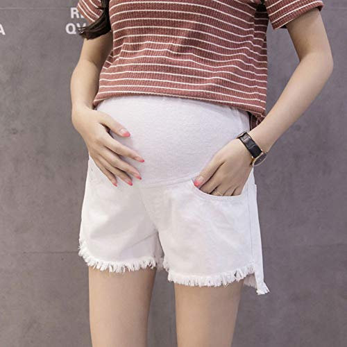 Pantalon De Maternité Lâche Soutien Ventre Femmes Enceintes Jeans Shorts Mode Femmes Enceintes Leggings été,White-L