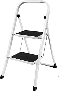 Escabeau pliable portable à 2 marches en acier haute performance avec tapis antidérapant pour la cuisine du bureau