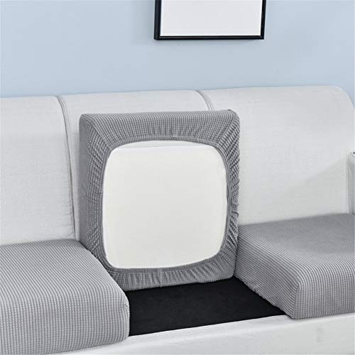 Sofa Sitzkissenbezug, Sofa Sitzkissenbezug Stretch, Elastischer Kissenbezüge, Husse Überzug Bezug Für Sofa Sitzkissen, rutschfest Stoff Tartan (Hellgrau,Rückenkissen)