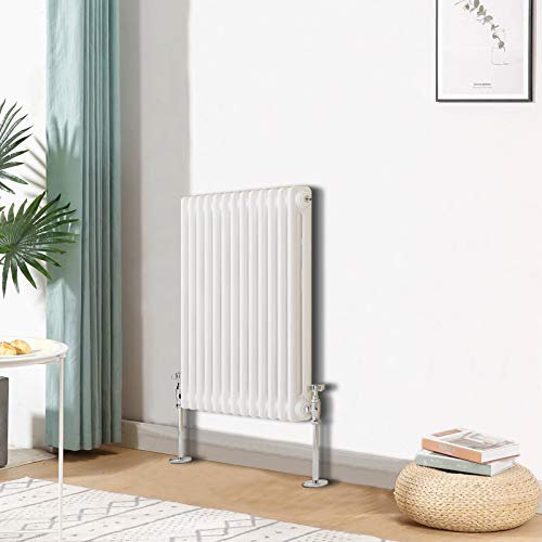 Blümme Traditional Horizontal Cast Iron Radiator Central Heating Radiators White Double Column 600 x 605mm