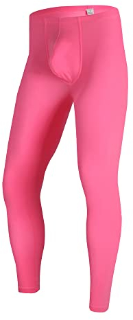 YUFEIDA Herren Lange Unterhosen mit Weichbund transparent Hose Unterwäsche Strumpfhose Leggings (XXL, Rose)