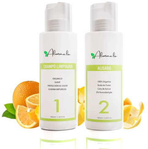 Professionelles Veganes Bio Glättungscreme Haare Set, 2 in 1 Keratin Shampoo und Glättungsbehandlung für zu Hause, 100% Formaldehydfrei, Shampoo Sulfatfrei, nährt, befeuchtet, 0% Frizz (100 ml)
