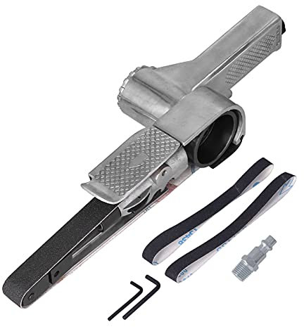 Ponceuse à Bande pneumatique 20x520mm, meuleuse pneumatique de Polissage de Dessin de Bande annulaire de 2 Pouces KP-698 avec Papier de Verre(US)