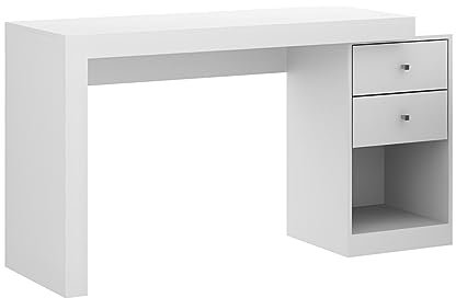 Vente-unique - Bureau Extensible 2 tiroirs et 1 Niche - Coloris : Blanc - Evan