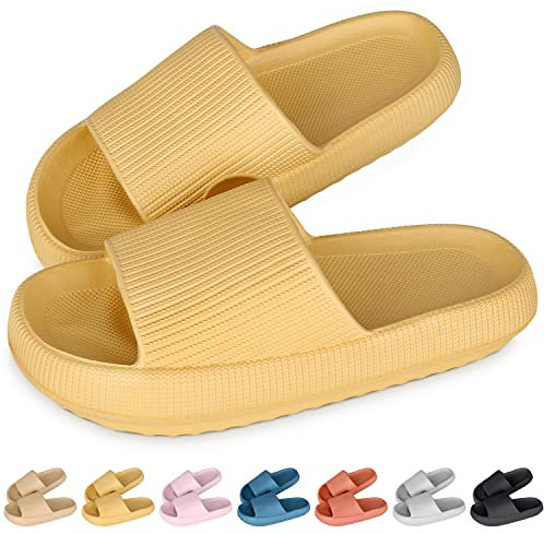 Cozislides Original Slippers Cloudyzz Schlappen Wolke Hausschuhe Gummi Home Slippers Badeschuhe rutschfeste Pantoletten Sommer Garten Badelatschen Flip Flops für Damen Herren Gelb 38/39 EU