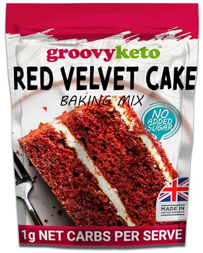Groovy Keto Red Velvet Cake/Cupcake Mix | Low Carb | Keto Friendly | Sugar Free | Only 1g Net Carbs Per slice | Keto Baking Mix, Diabetic Friendly - 270g Pouch