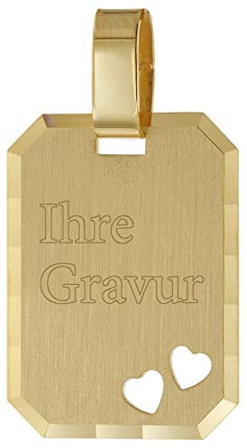 trendor Gravurplatte Gold 333 (8 Kt) Anhänger zum Gravieren inklusive Wunsch-Gravur Gravurschmuck aus Echtgold, Schmuckstück für Damen und Herren, 51950