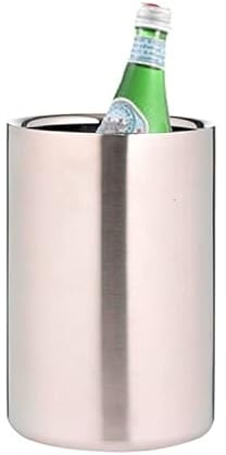 VG® High Quality Brushed Premium Stainless Steel Double Wall Wine Bottle Holder Cooler Stylish & Elegant Party Barware Keeps Wine Chilled Fits Most Standard Wine Bottles Matt Finish 12 cm W X 18 cm H