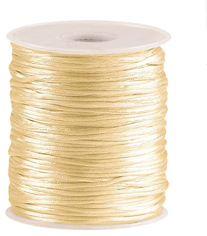 Satin-Schnur 80m x 1mm Flechtschnur Kumihimo Bastelschnur Geschenkschnur, Farbe:vanille