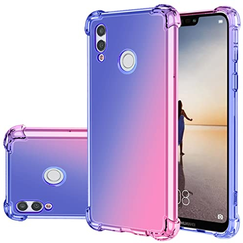 Gufuwo Hülle für Huawei P20 Lite/Nova 3E Case/ANE-LX1 ANE-LX2 Case Verlauf Hülle Schlanke Kratzfeste TPU-Schutzhülle mit Stoßdämpfung Transparente weiche Handyhülle für Huawei P20 Lite 2018 blau/rosa