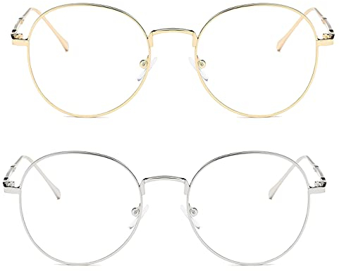 Flydo Blaulichtfilter Brille Damen Herren Blaulichtbrille Fake Brille Rund Bildschirmbrille Ohne Stärke Blaufilter Brille Anti Blaulicht Gaming brille Computerbrille