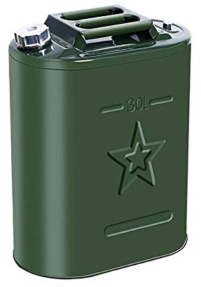 Bidon Essence des Jerrycans Canet De Carburant, Réservoir D'essence d'urgence, Canne De Jerry Automotive en Métal Vert - 1 0L / 25L / 30L VOLAGE DE Carburant DE LA Voiture (Size : 30L)