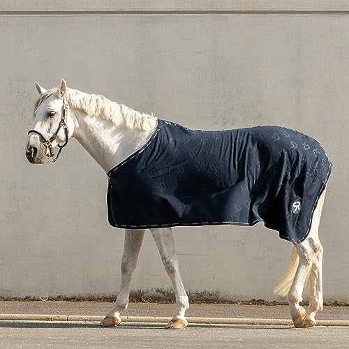 SUNRIDE Abschwitzdecke “Wellington” für Pferde aus weichem Fleece (280g/m²) - schnelltrocknend und leicht (165 cm, blau)