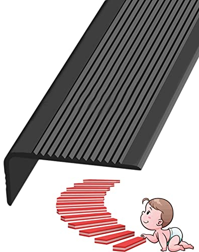 Nez De Marche Profilé D'escalier, Nez De Marche Profil D’angle PVC Autoadhésif D'escalier-protection, Antidérapant Bande De Bordure, Nez De Marche Profil D’angle, Largeur 3x7cm ( Color : Nero , Size :